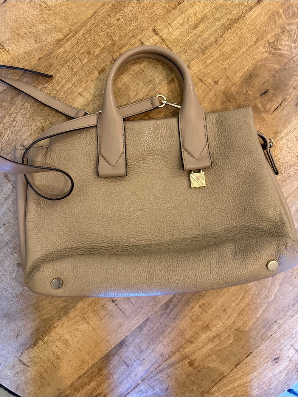 Michael Kors Taupe Pebbled Leather Satchel